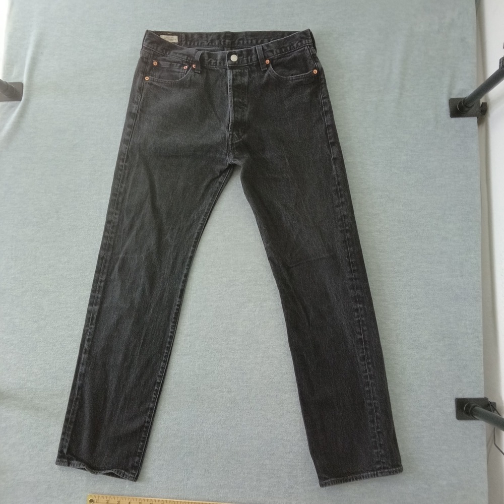 Levis Premium 501 Original Fit Jeans Mens 36x34 Black Straight Leg 00501-2456